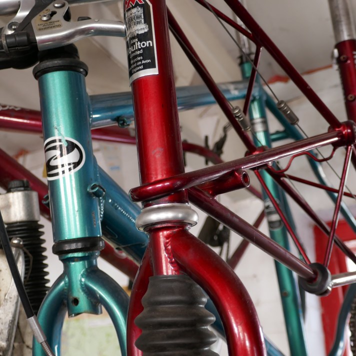 Bicycles hanging from the ceiling